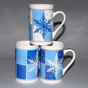 Vintage Coffee Mugs | Life @ Home Snowflake Mugs | Set of 3 Mugs